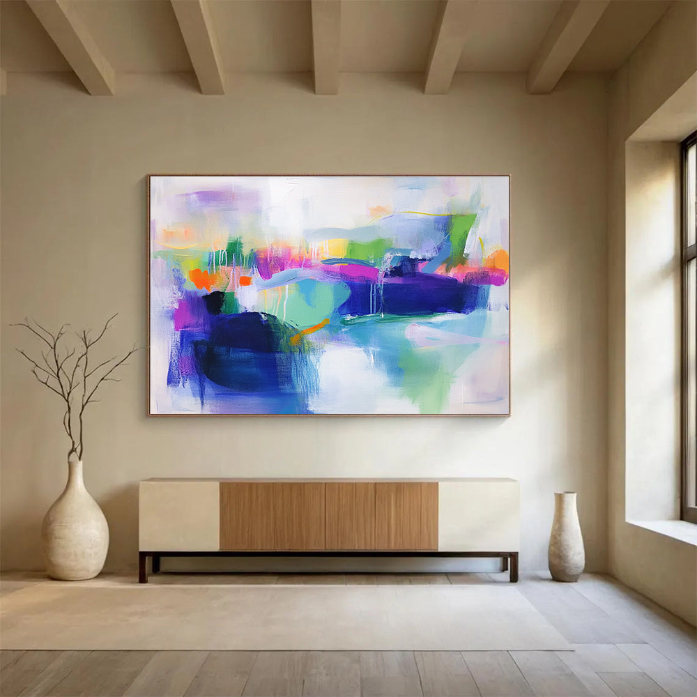 Vibrant Color Fusion Abstract Painting with Bold Color Mix DYP493