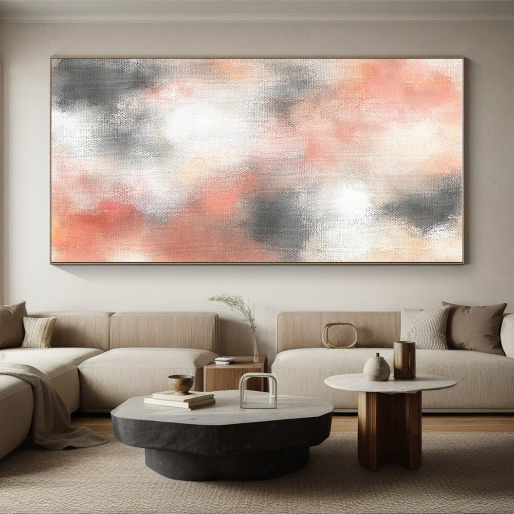 Soft Coral and Gray Blends Abstract Painting GER872