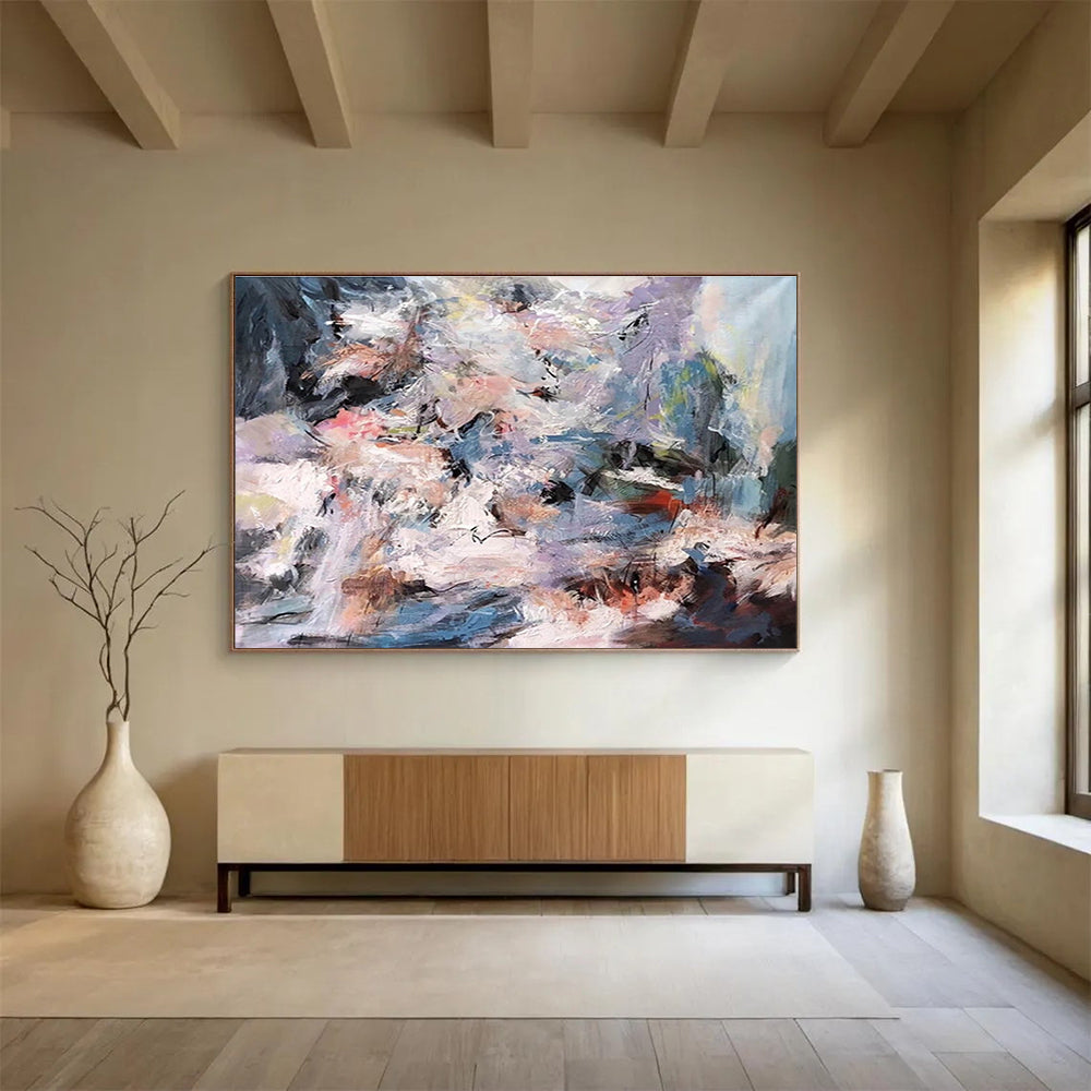Colorful Chaos Abstract Painting with Vibrant Mixed Hues THY151