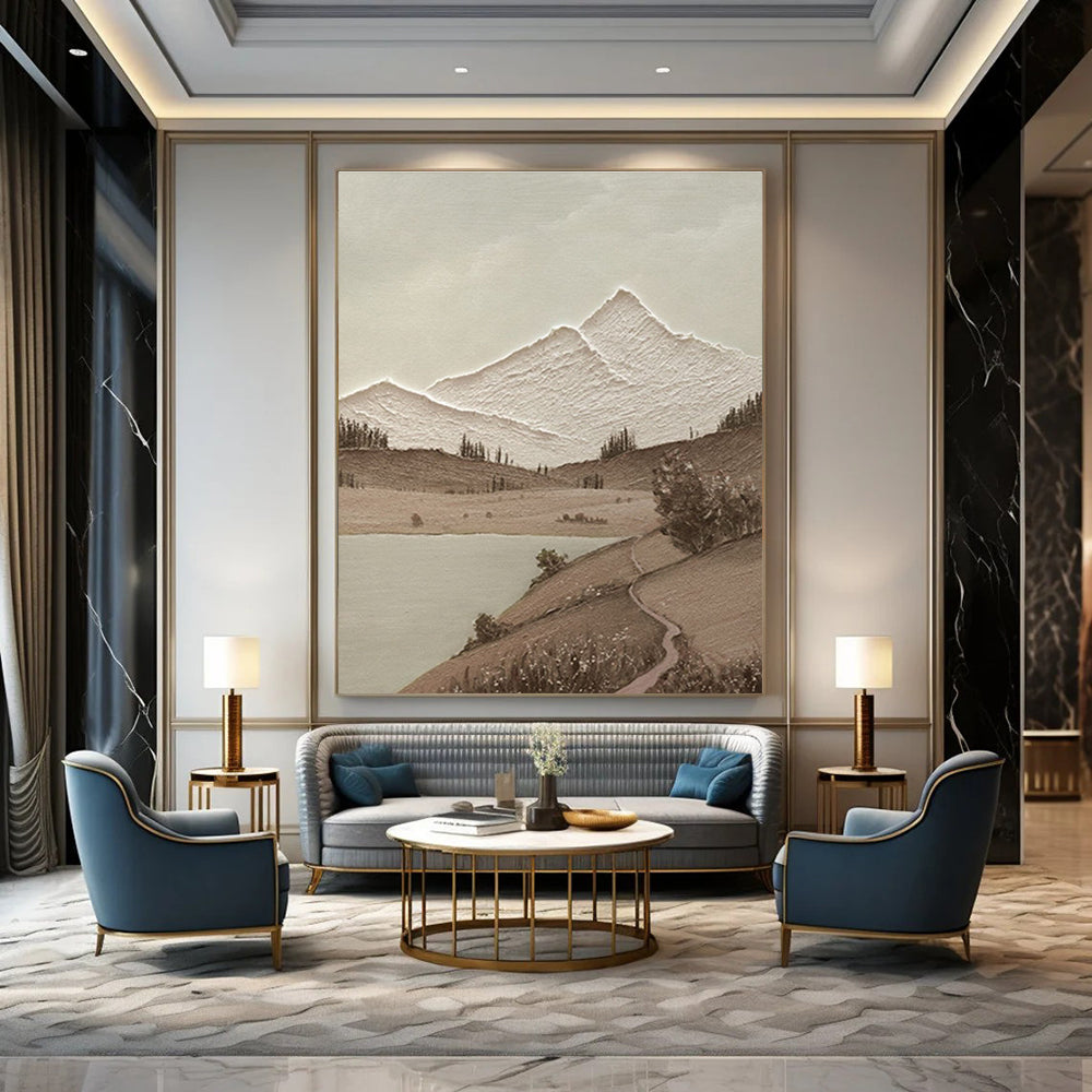 Neutral - toned Mountain Landscape Abstract Painting ADGE268