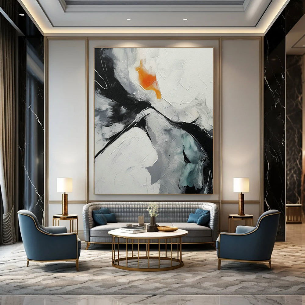 Oversized Abstract Canvases for Dining Room Double - Height Wall Picture Railings & Office Atrium Space Hanging Planter Backdrops DLZ0895