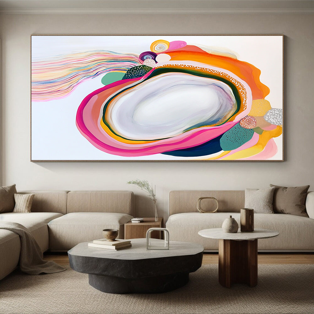 Colorful Agate - Inspired Abstract Painting with Playful Shapes GER587