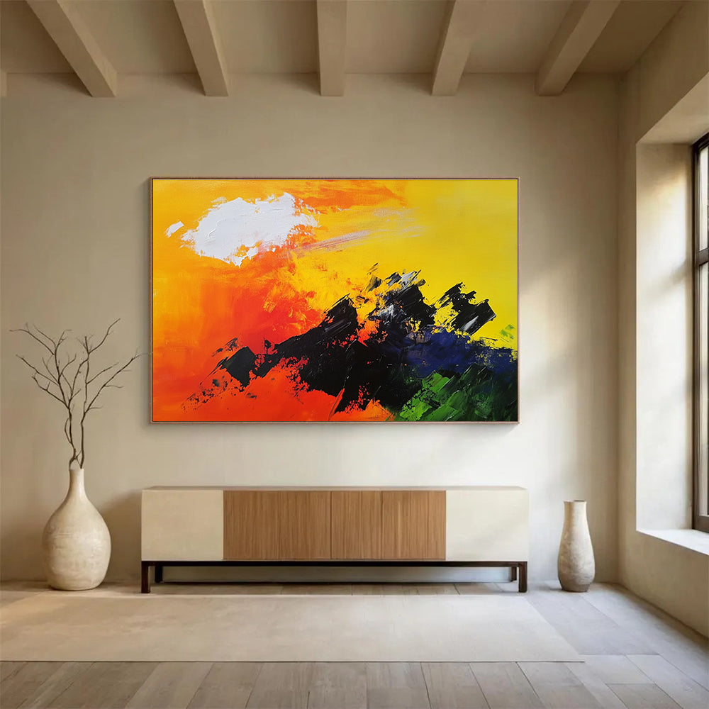 Vibrant Mountain Abstract Painting with Bold Color Combinations DYP342