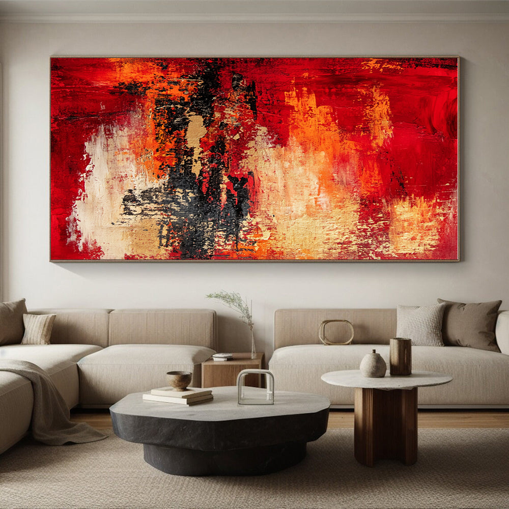 Red Orange Abstract Painting with Textured Layers GER730