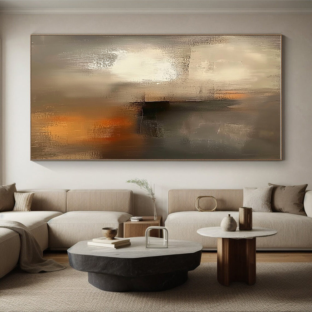Muted Gray Abstract Painting with Subtle Warm Accents GER531