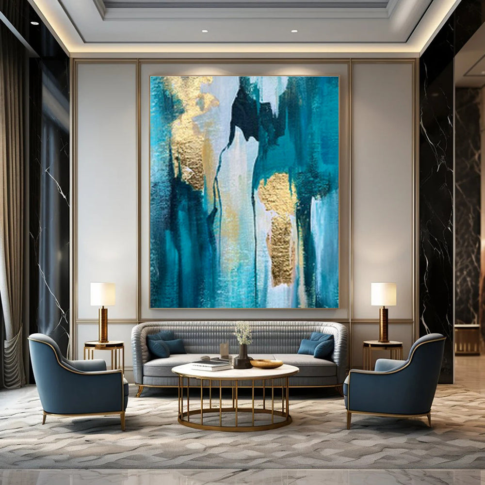 Large Customizable Hand-Painted Abstract Canvas for Living Room Window Treatment Wall and Bedroom Bedside Table Wall DLZ1904