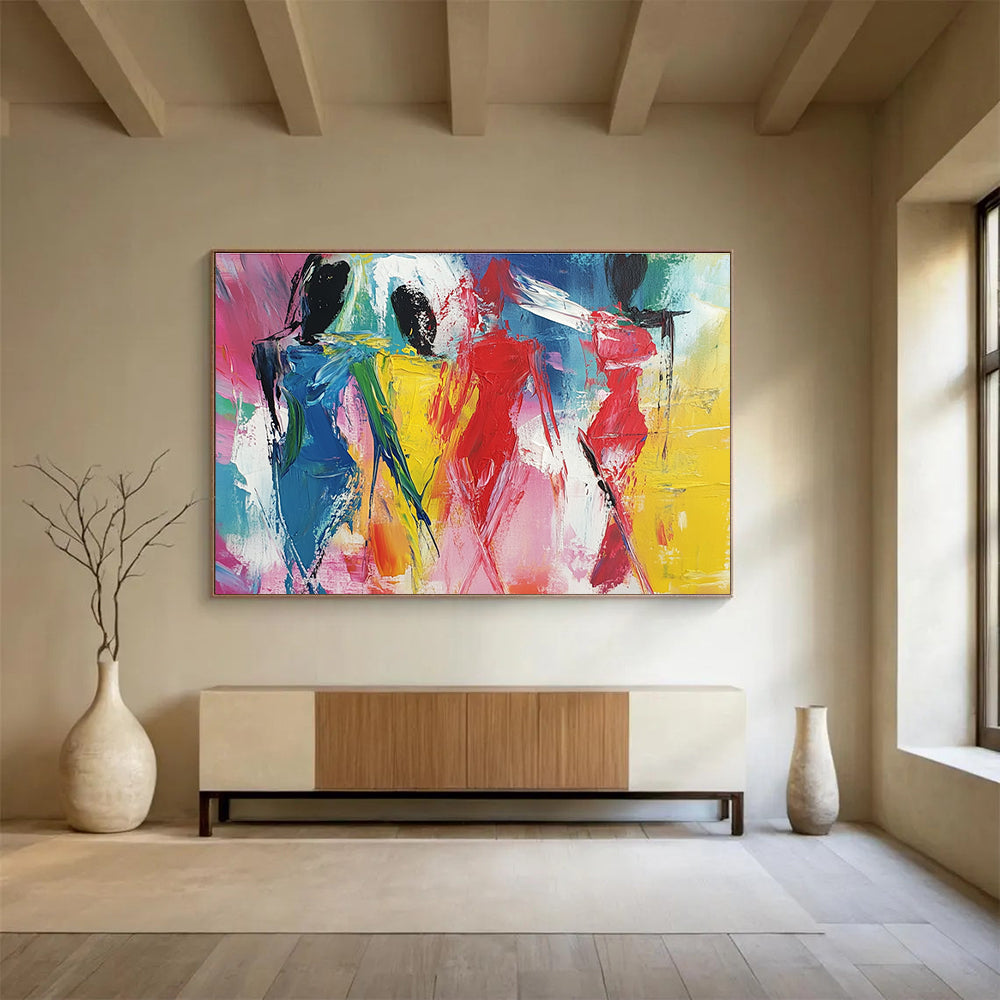 Large abstract painting featuring bold expressive brushstrokes and vibrant colors capturing the essence of expressionism and dynamic shapes.SC188