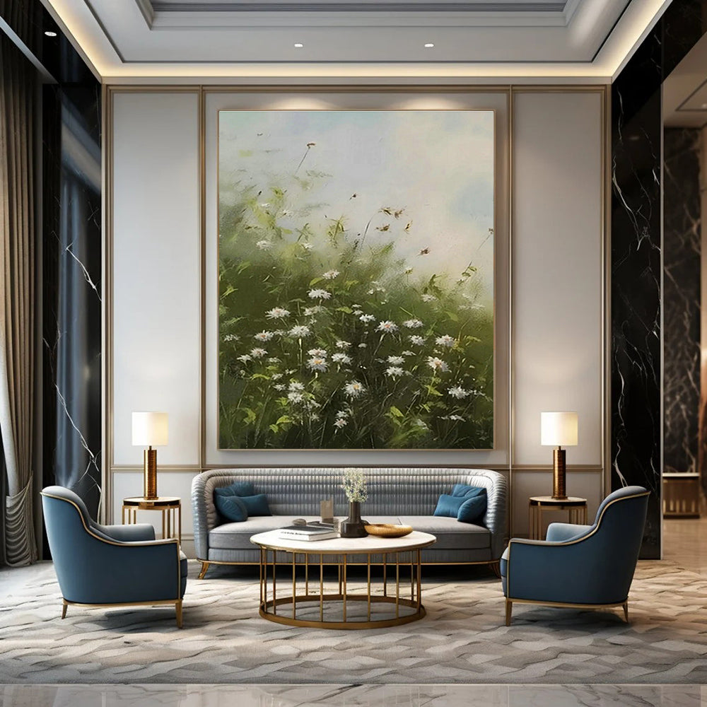 Custom - Designed Hand - Painted Abstract Canvases for Bedroom Canopy Bed Netting Holders & Office Room Divider Curtain Rings DLZ0911