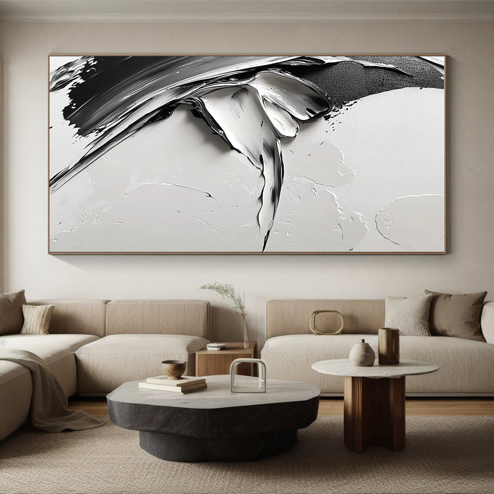 Textured Gray Abstract Painting with Bold Strokes GER355
