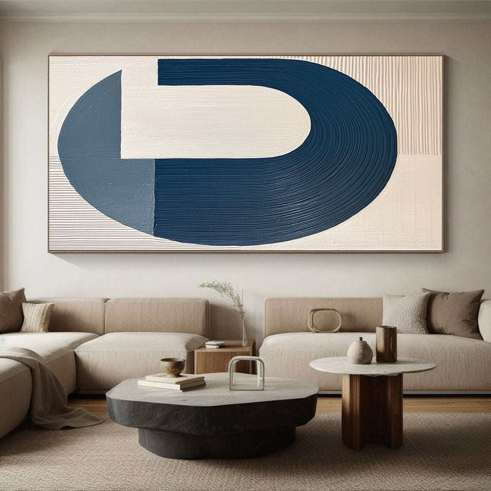 Blue and White Minimalist Geometric Abstract Art GER214