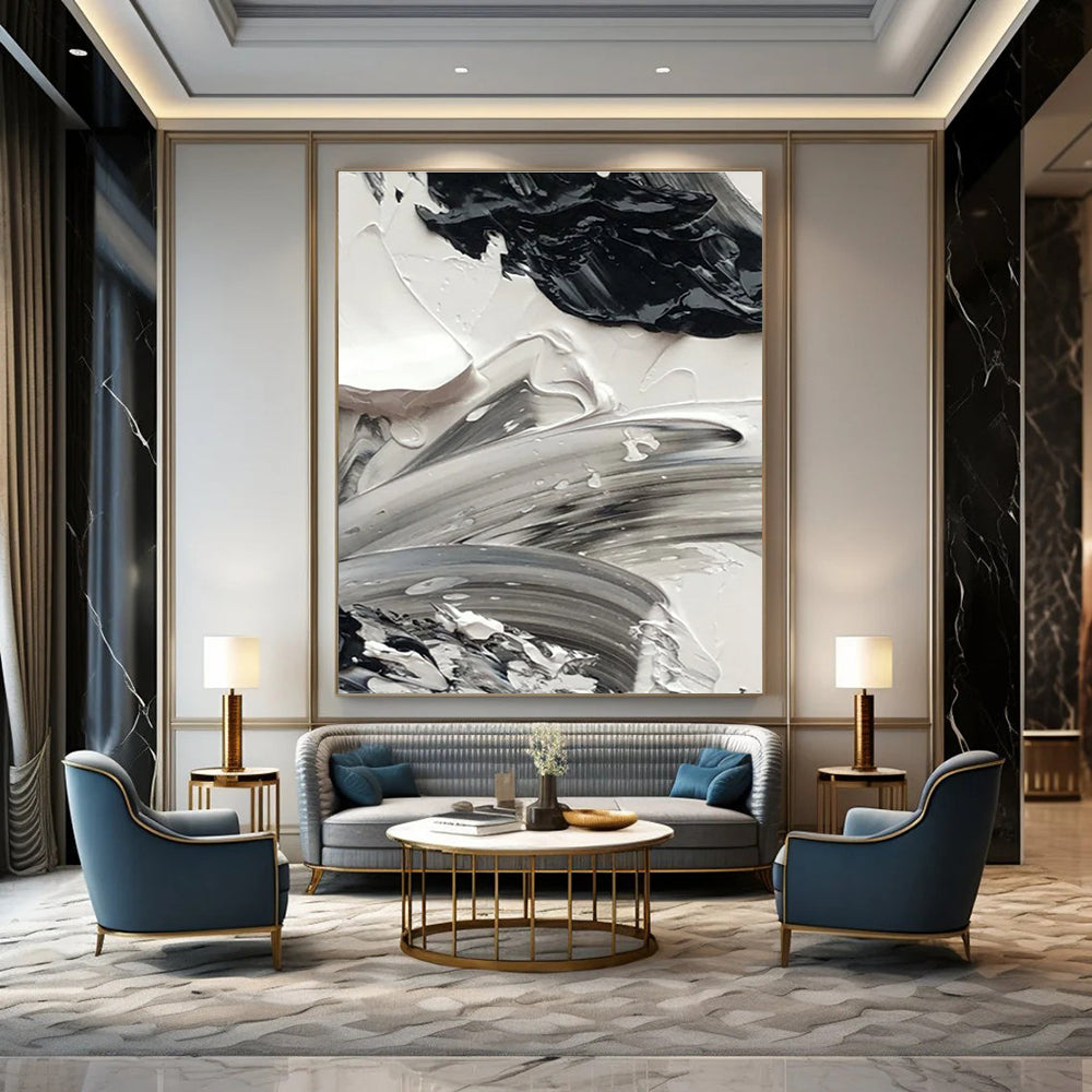 High - Contrast Impasto Detail Abstract Painting with Bold Textures ADGE445