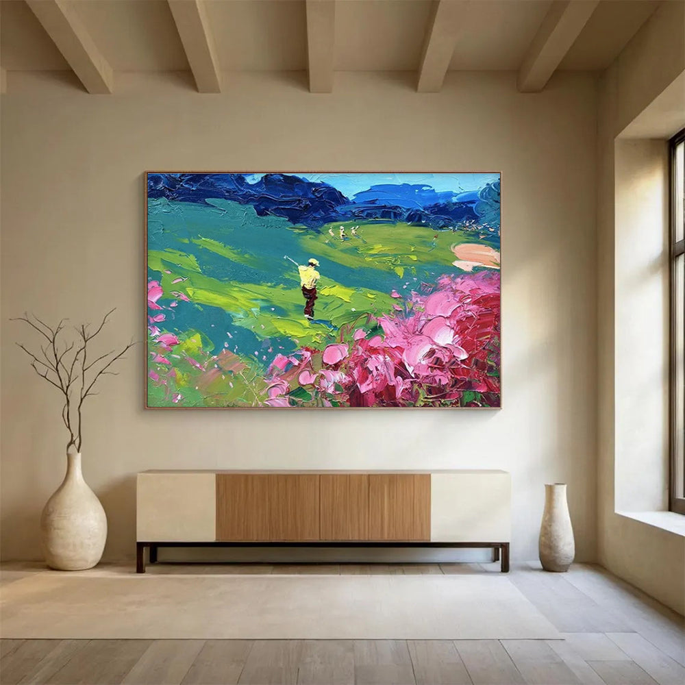 Golfer in the Green Abstract Painting THY446
