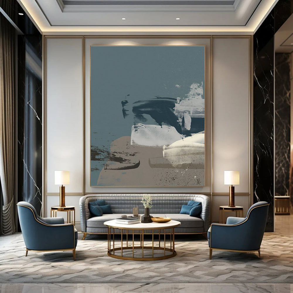 Blue Gray Abstract Forms Painting ADGE242