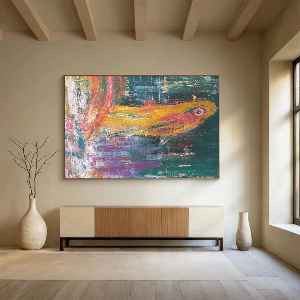 Colorful Fish - Expressive Aquatic Abstract Painting DYP034