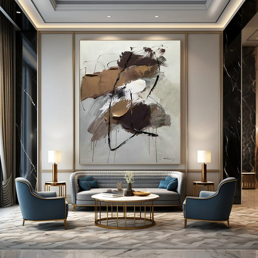Oversized Abstract Paintings for Living Room Fireplace Surrounds and Office Conference Rooms DLZ0786