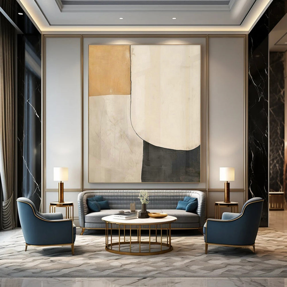 Oversized Custom Hand-Painted Abstract Canvas for Cottage Living Room Firewood Storage Niche Wall and Office Supply Cabinet Wall DLZ1941
