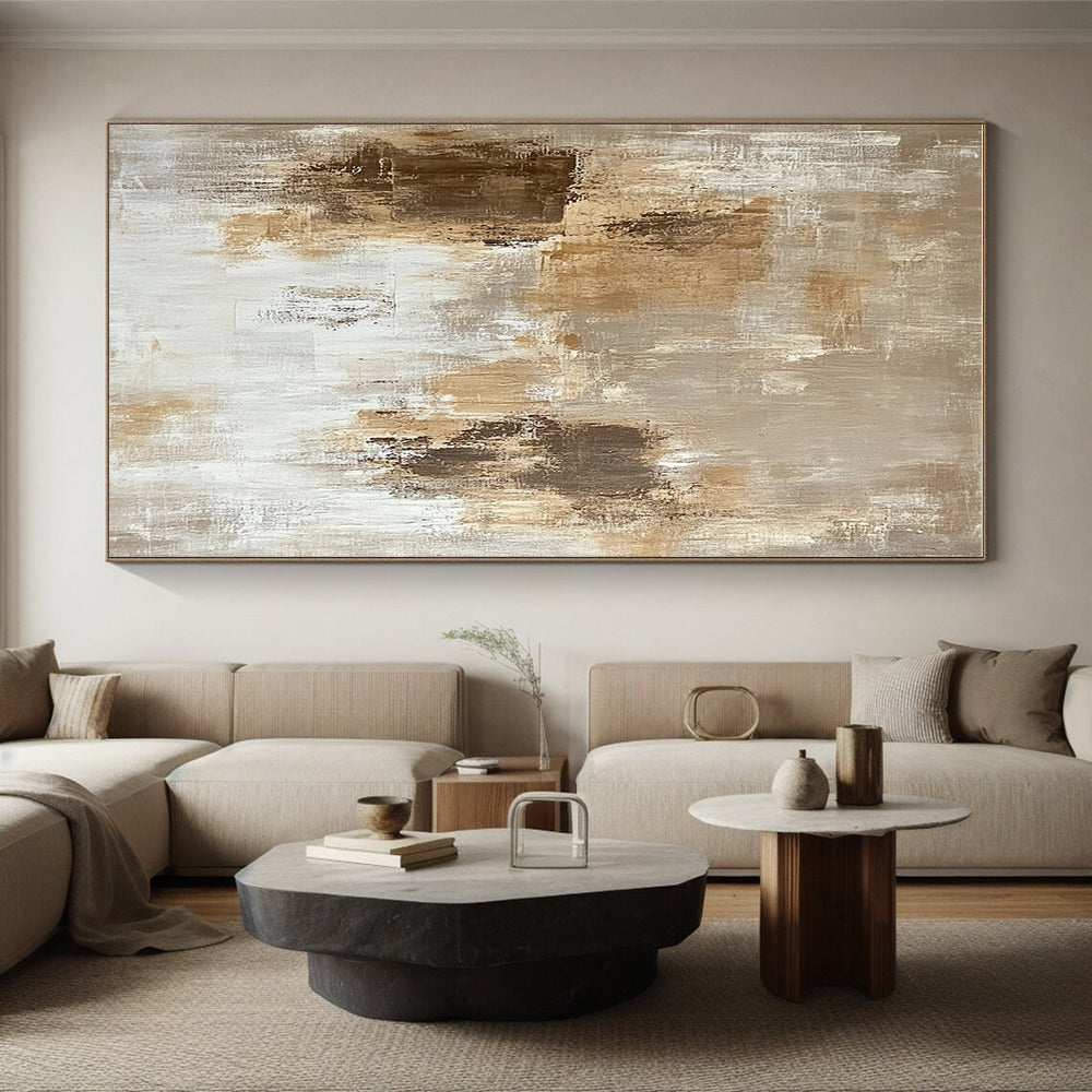Beige Brown Abstract Painting with Subtle Textures GER769