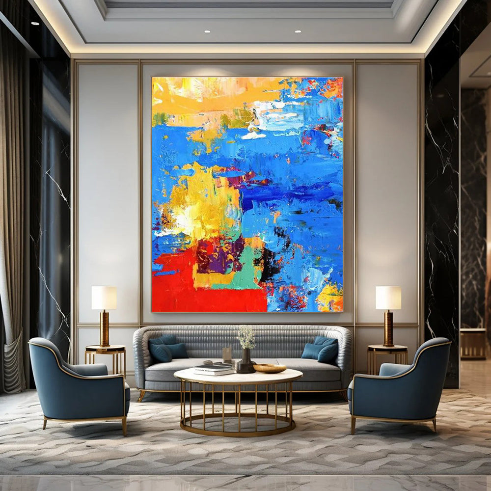 Bold Color Block Abstract Painting with Striking Hues ADGE421