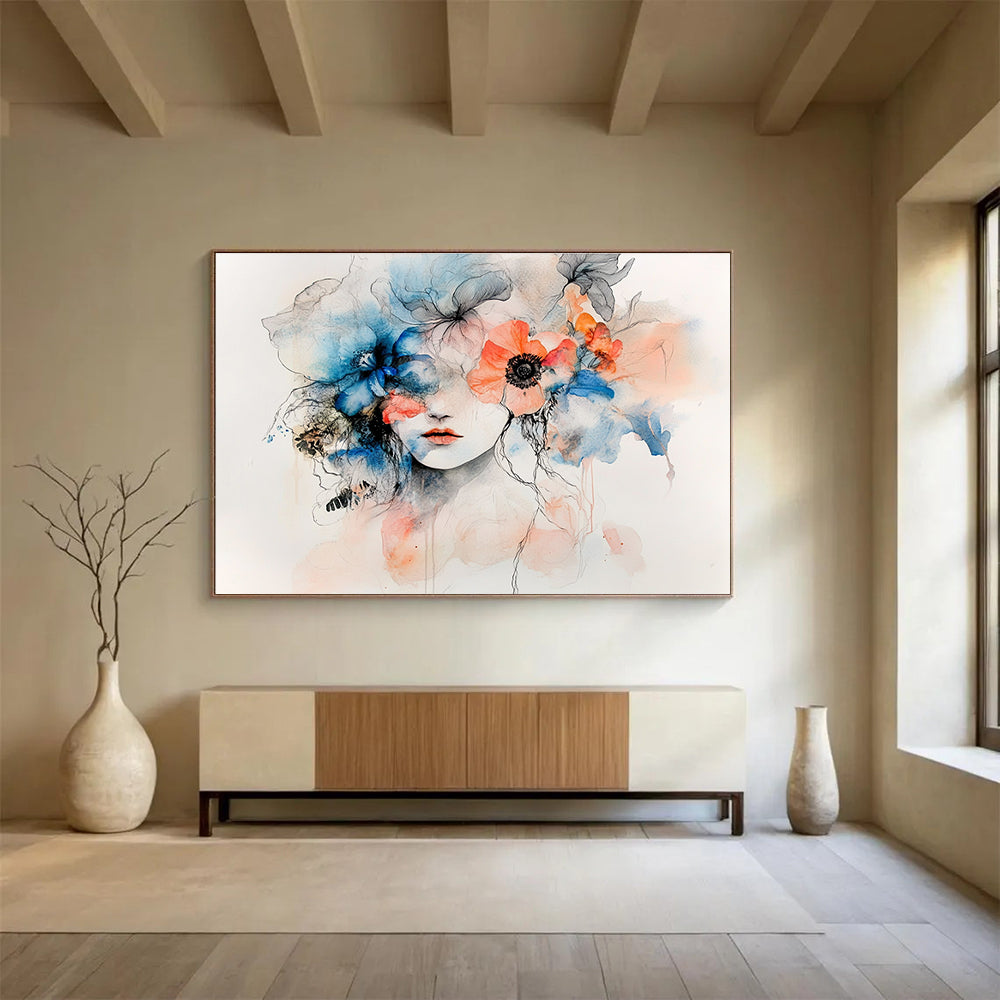 Floral Face Abstract Painting with Watercolor Style DYP157