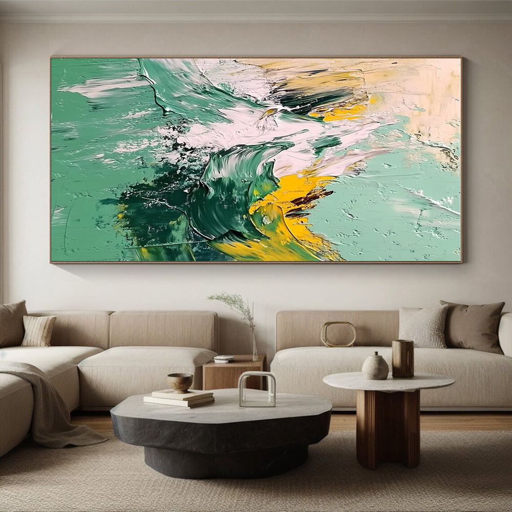 Green Mountain Abstract Painting with Impasto Technique GER604