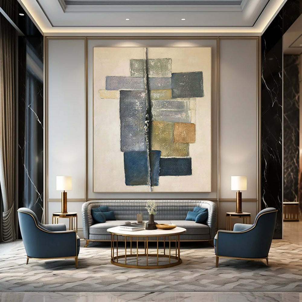 Extra-Wide Custom Hand-Painted Abstract Art for Living Room & Hallway DLZ1048