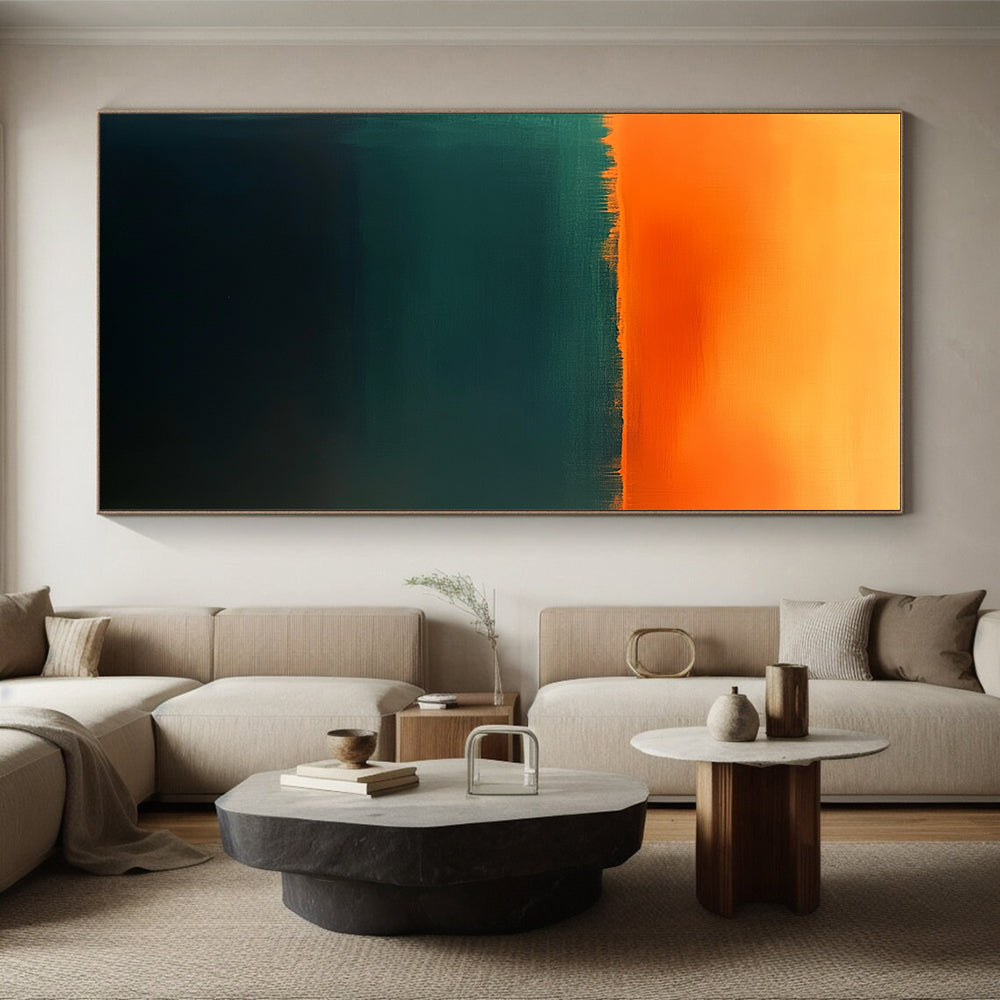 Orange and Deep Green Abstract Landscape - Inspired Painting GER223