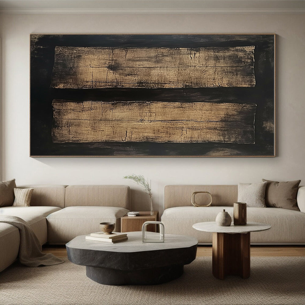 Brown Black Abstract Painting with Rustic Textures GER796