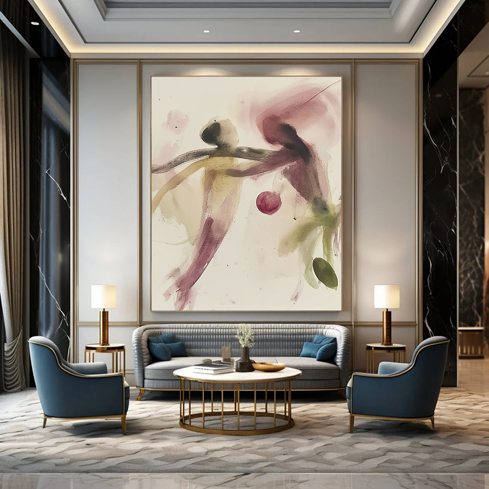 Large abstract drawing featuring a square and an abstract chair in white lines on black paper, minimalist style with a dark background.STSC1191