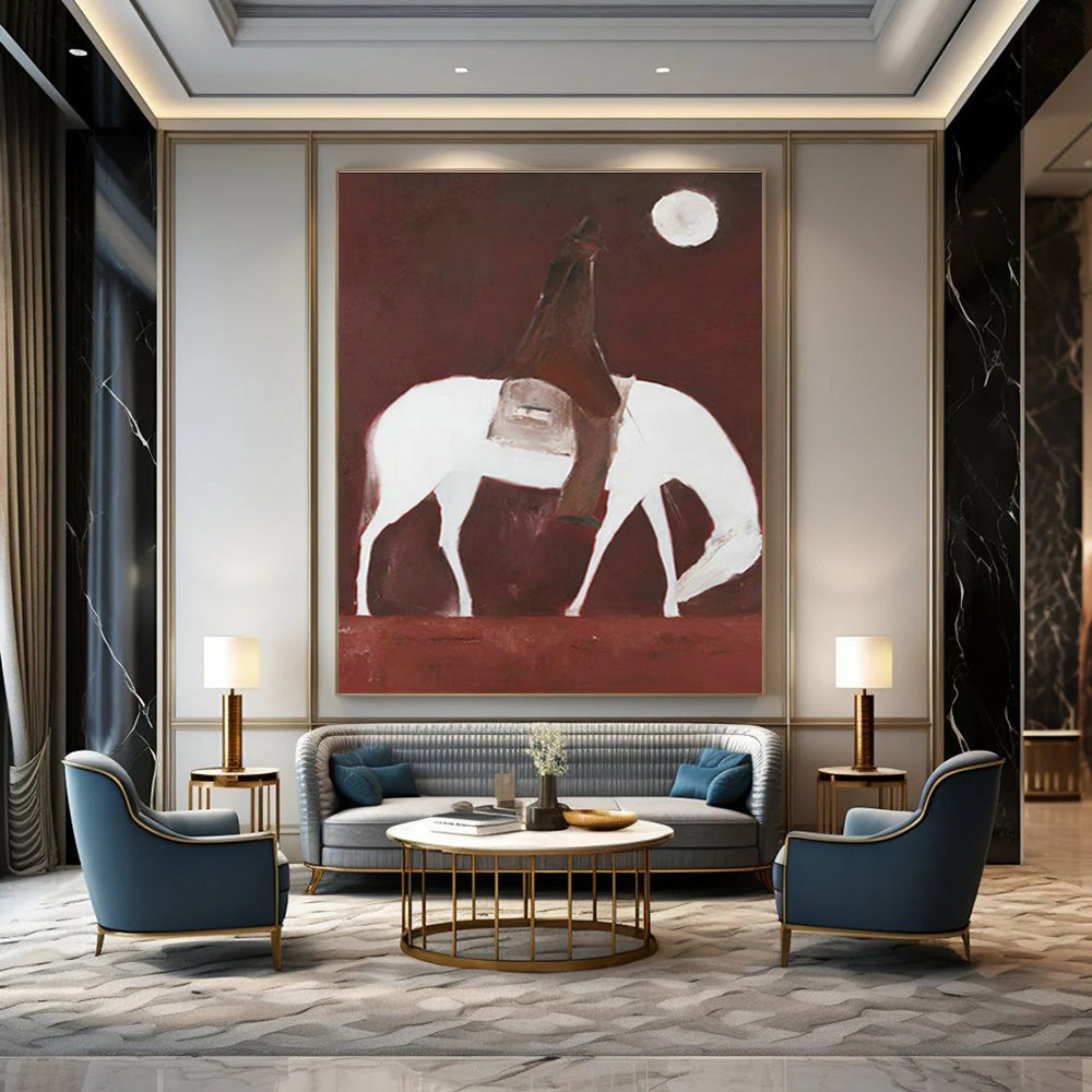 Oversized Handmade Abstract Canvas with Foil Detailing for Office & Hallway DLZ1432