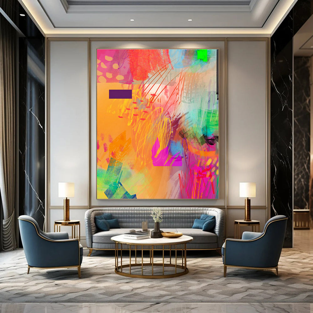Large - Format Hand - Painted Abstracts for Office and Living Room DLZ0643