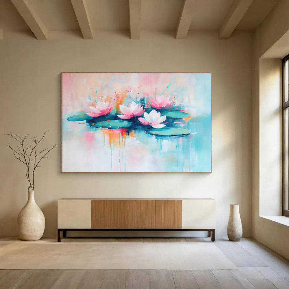 Pastel Lotus Abstract Painting with Soft and Dreamy Hues DYP356