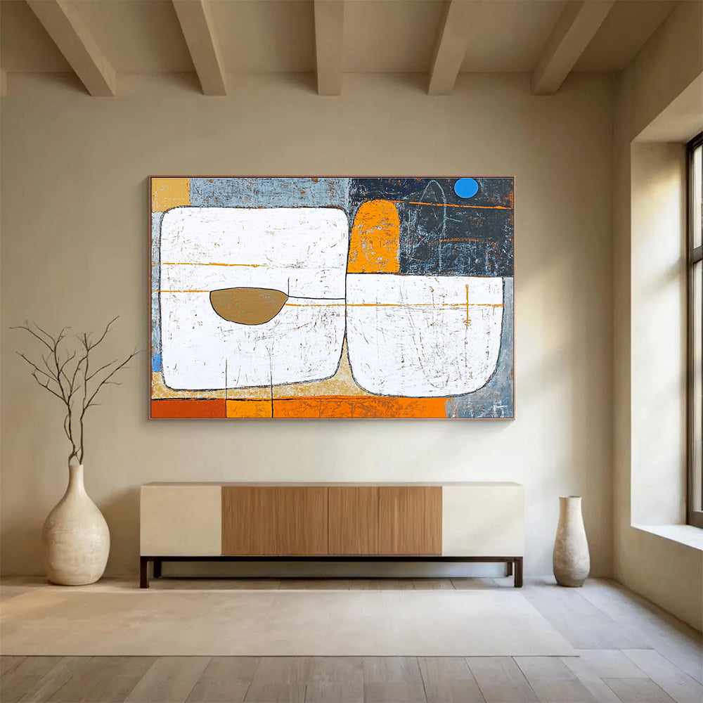 Textured Geometric Abstract Painting with Earthy Tones DYP534