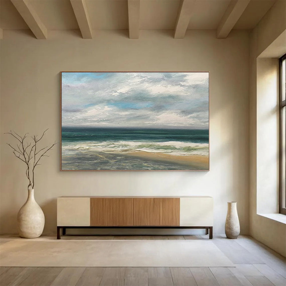 Blue Green Sky Sea Scene Abstract Painting THY020