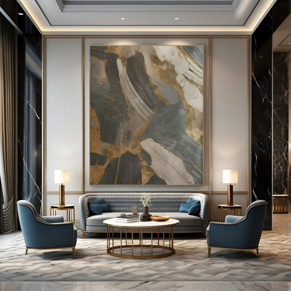 Custom Hand-Painted Abstract Canvas for Bedroom Canopy Frame & Living Room Bay Window Seating DLZ1734