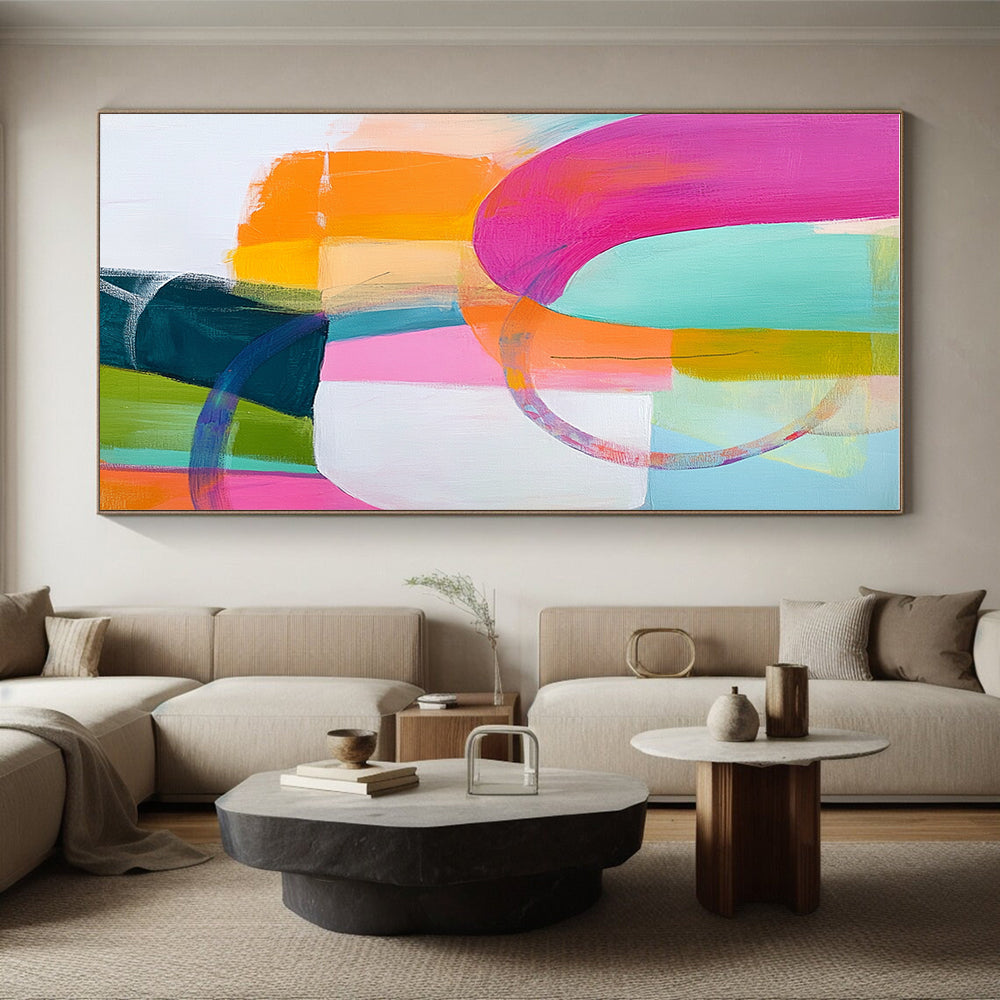 Colorful Abstract Shapes Painting with Playful Curves GER144