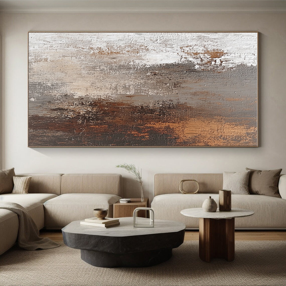 Rustic Brown and Gray Abstract Painting with Weathered Textures GER115