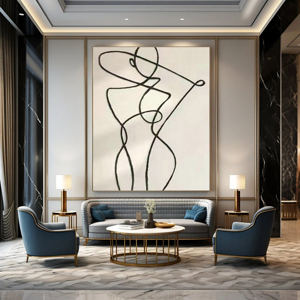 Big, Custom - Sized Handmade Abstract Painting for Bedroom & Living Room DLZ2056