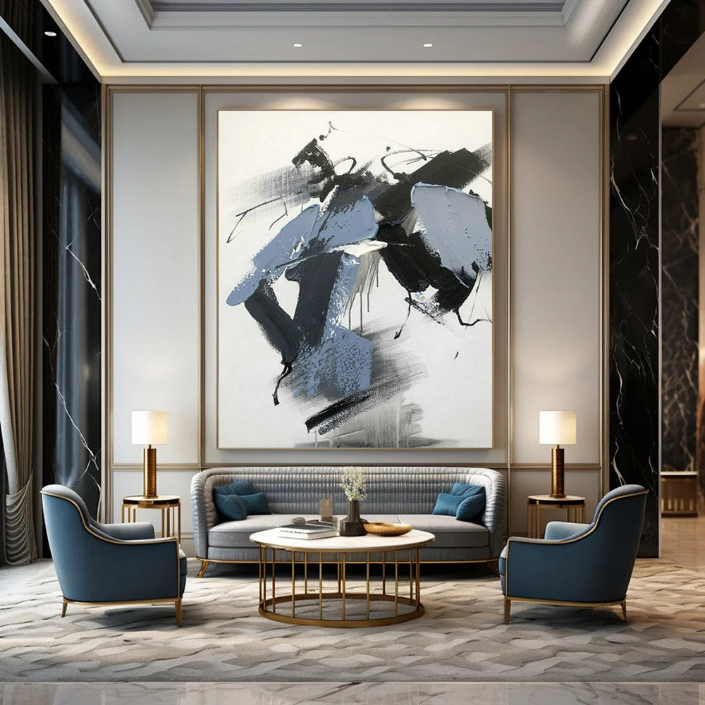 Large Hand-Painted Abstract Art for Bedroom Walk - in Closet and Hallway Linen Closet Doors DLZ1677