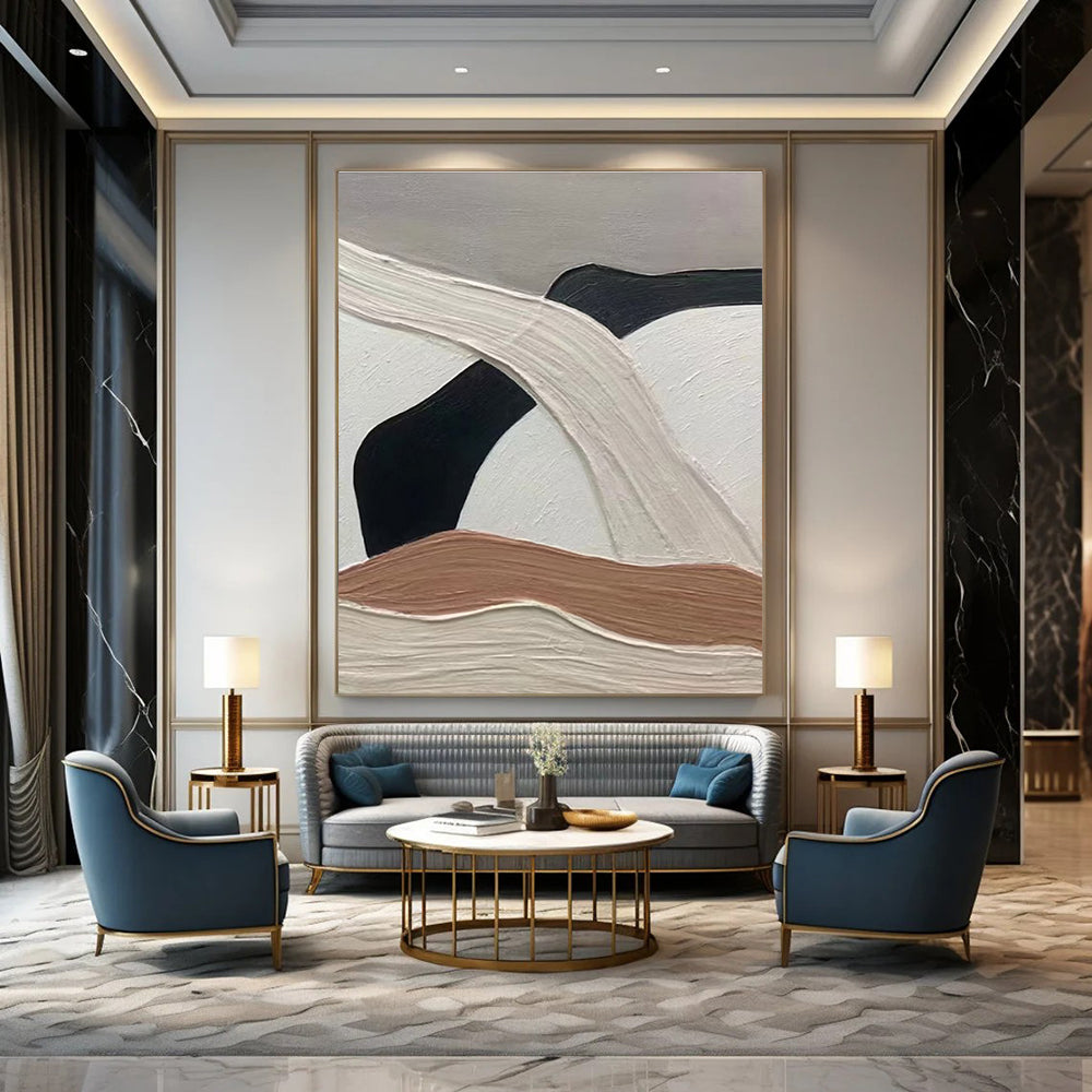 Neutral Tones Abstract Painting with Curved Forms ADGE522