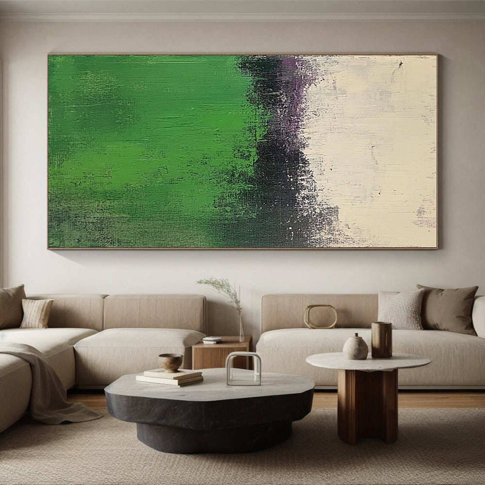 Green and Purple Abstract Painting with Gradient Textures GER568