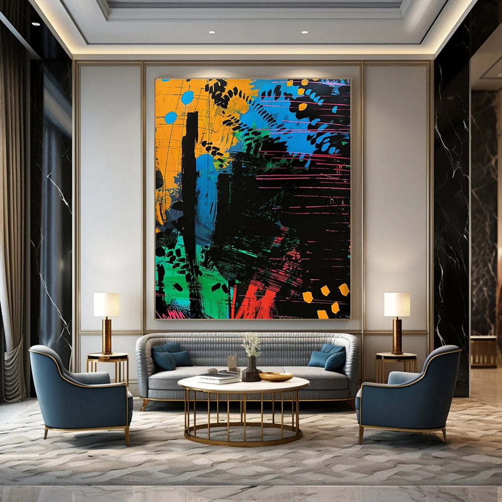 Colorful Abstract Painting with Dynamic Lines and Shapes ADGE096