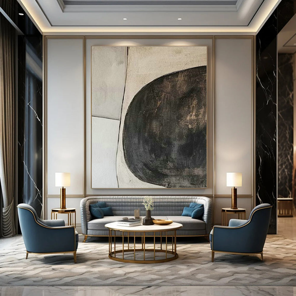 Extra-large Custom Hand-Painted Abstract Canvas for Dining Room Breakfast Bar Wall and Cottage Office Meeting Area Wall DLZ1983