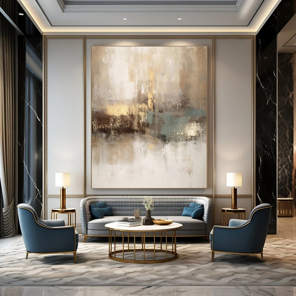 Beige and Brown Abstract Painting with Subtle Color Blends ADGE068