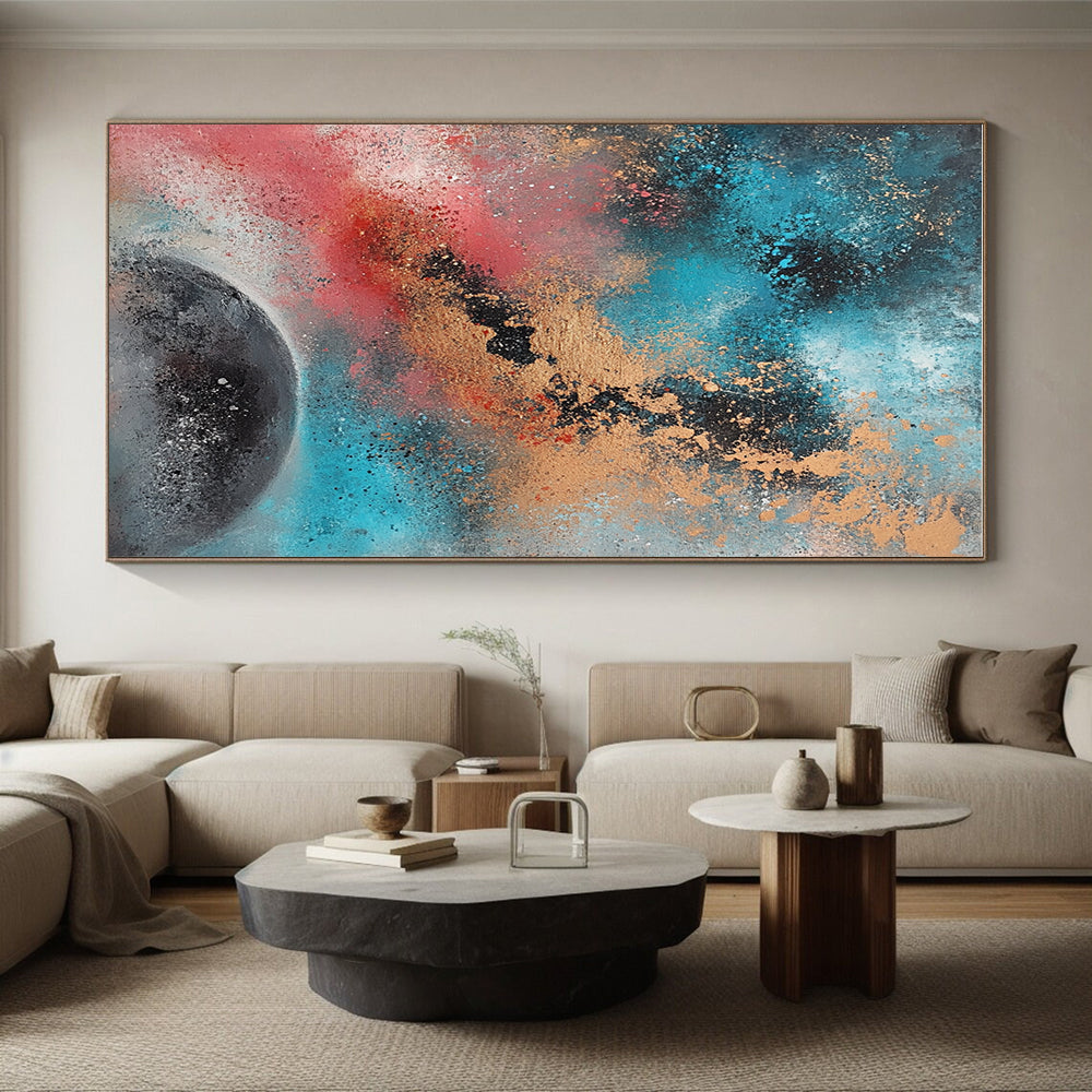 Cosmic Abstract with Blue Pink Gold and Black GER333