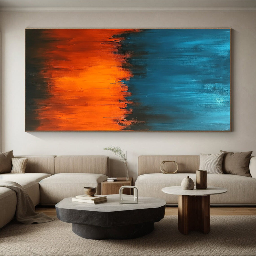 Teal and Orange Abstract Painting with Vivid Transitions GER388