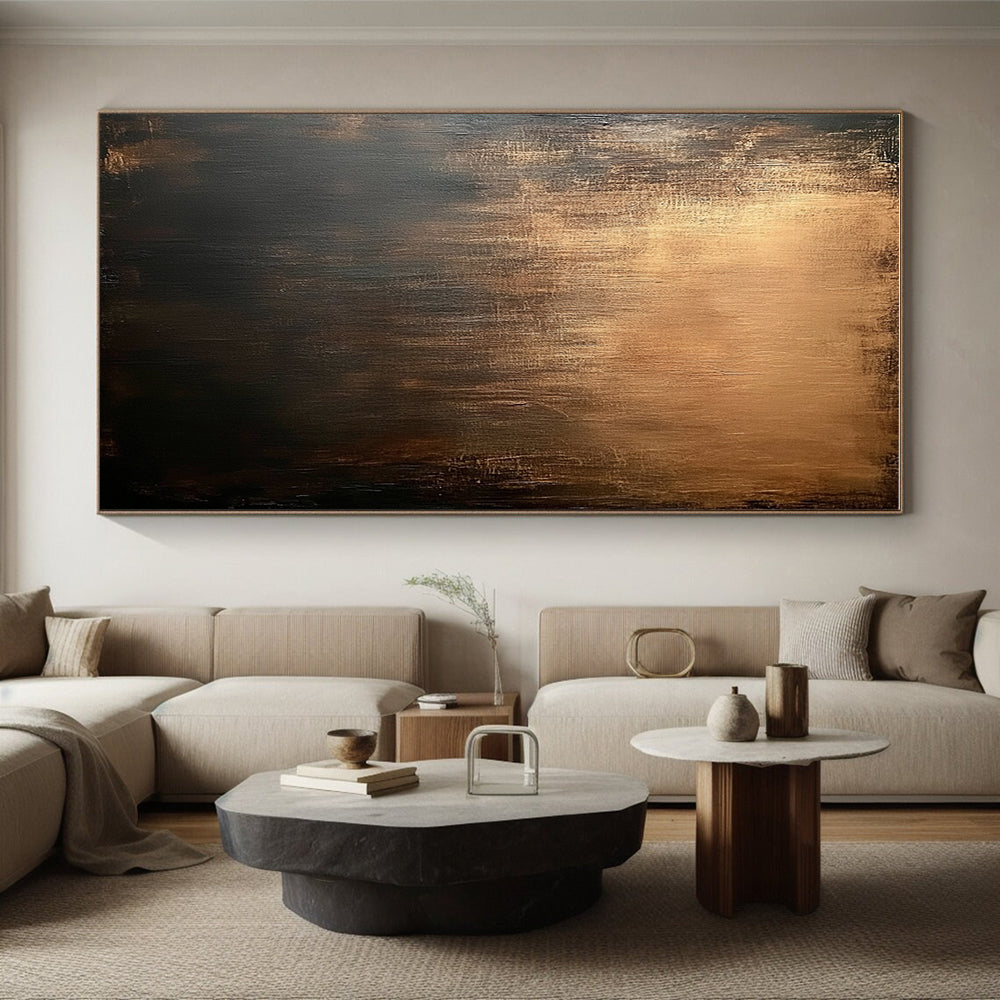 Bronze and Black Abstract Painting with Gradient Textures GER118