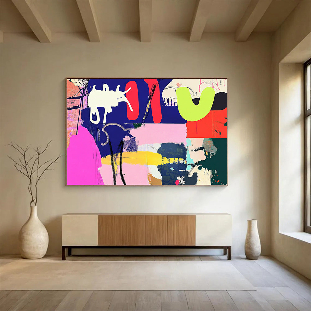 Colorful Abstract - Playful Shapes Collage Painting DYP047