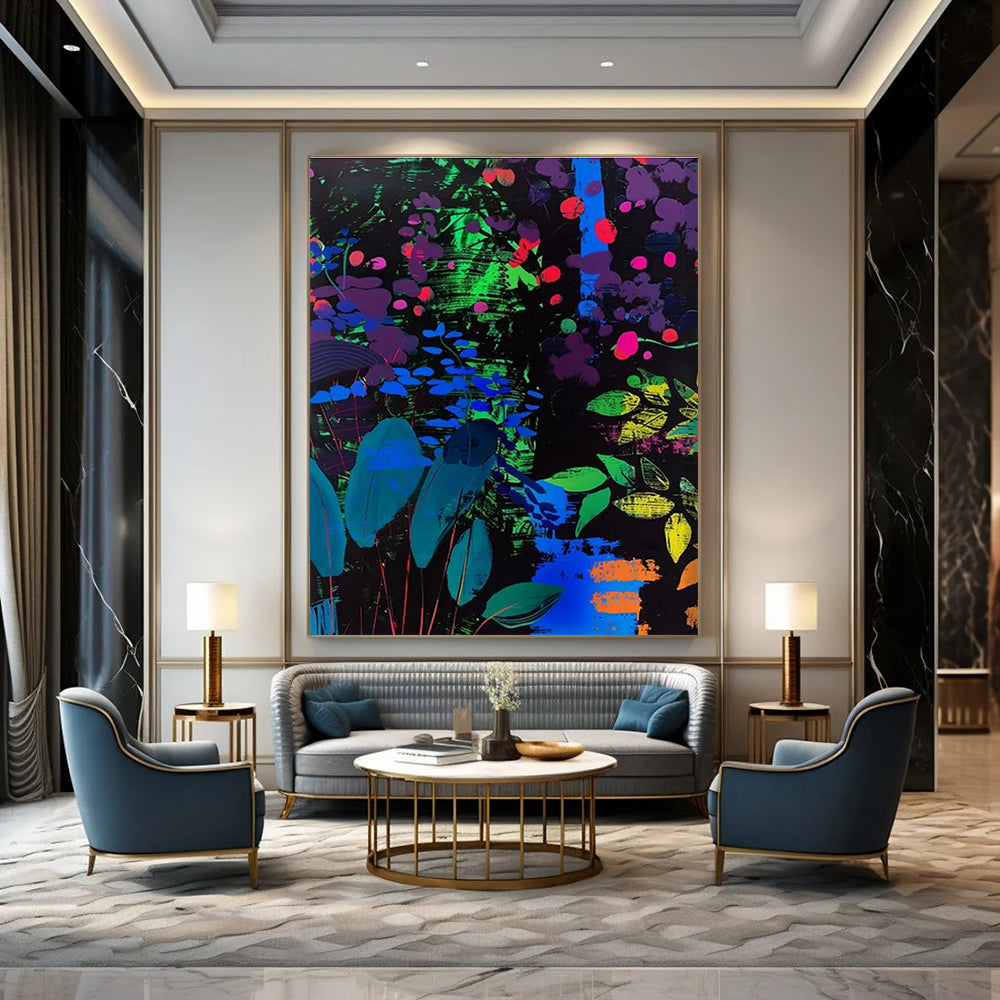Neon - colored Abstract Forest Painting with Vibrant Foliage ADGE095