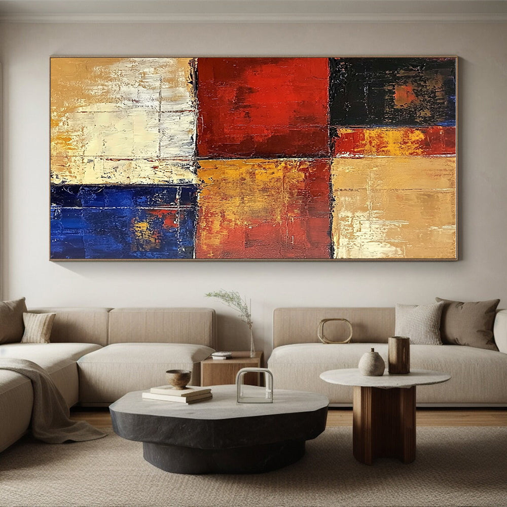 Red Yellow and Blue Abstract Painting with Geometric Blocks GER475