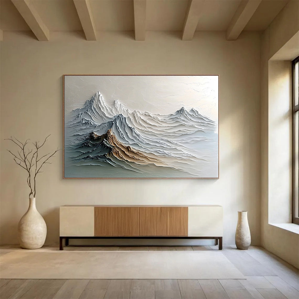 Textured Mountain Landscape Abstract Painting with Layered Colors DYP148